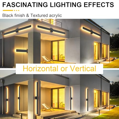 Image of Aipsun 47.2 inch LED Outdoor Wall Light, Modern Black Exterior Lighting Fixture