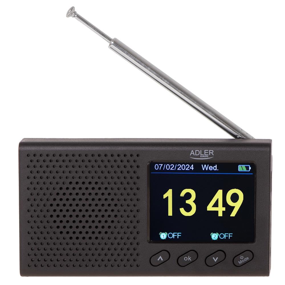 Adler AD 1198 UKW-Reiseradio FM 87,5 108 MHz RDS, bis zu 20 Sender, Bluetooth, mit LCD-Display, Analog Digital