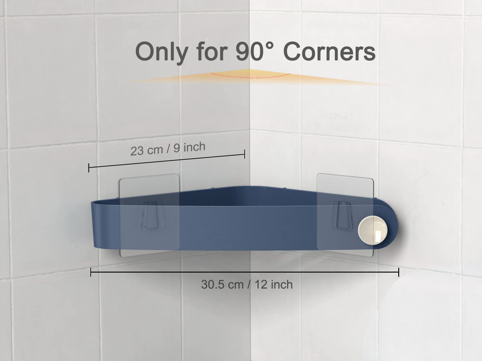 Mensola Angolare Doccia Mensole Bagno - Non Necessita di Trapano, Rimovibile - Può Contenere Sapone, Shampoo e Detergente Per il Viso - Mensole Bagno Autoadesiva con 6 adesivi, Blu Navy