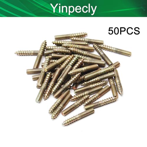 Image of Double Headed Hanger Bolts M4x25mm Carbon Steel Self-Tapping Screw for Pet Furniture, Outdoor Furniture, Household Furniture,Bronze 50PCS