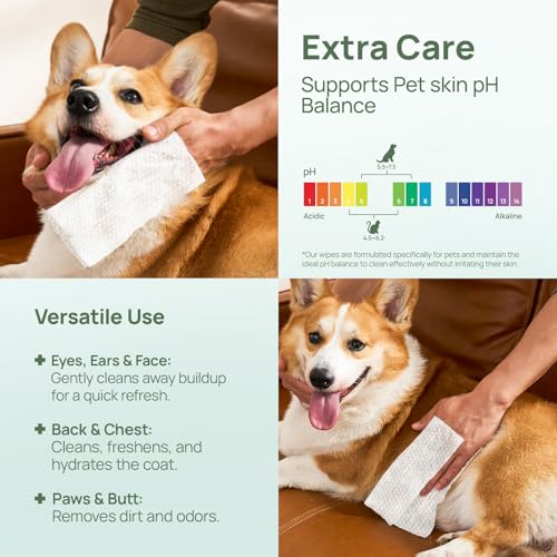 Image of HICC PET Rear-End & External Anal Area Cleaning Deodorizing Wipes for Dogs & Cats, Hydrating & Nourish Fur Dog Grooming Wipes for Daily Cleaning, 75 Counts