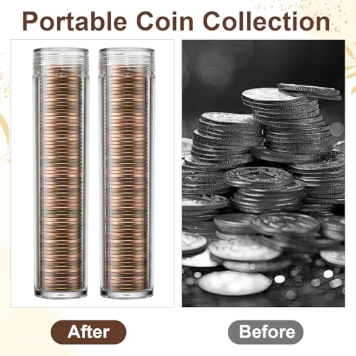 50 tubos para monedas transparentes con tapa roscada 0.79 pulg diam. miniatura 5