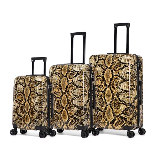 Image of InUSA Snake Print 3 Piece Hardside Spinner Luggage Set 20 /24 /28in. TSA Lock