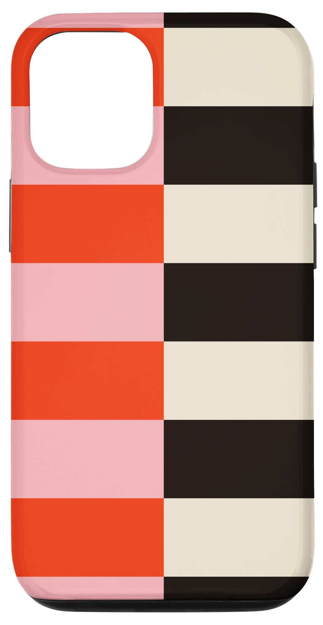 Striped Pink, Orange, Black and Cream Horizontal Stripes Case for iPhone 12/12 Pro