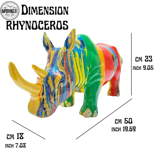 Improvinglife Sculpture Rhinocerus Resin Statue Home Decor Masterpiece Size:56 * 34 * 44Cm #TOP5