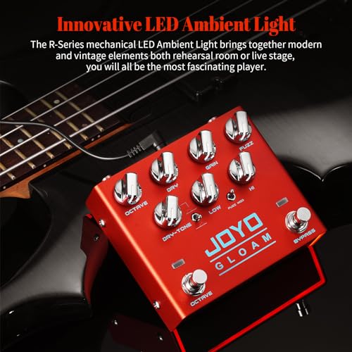 Image of JOYO Bass Sub Octave & Fuzz Guitar Pedal, 7-Knob Control with Dry /Wet Blend, Dual Fuzz Modes & Independent Octave /Channel Footswitches, Bypass (GLOAM R-29)