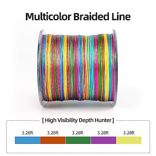 Runcl Braided Fishing Line, 8 Strand Abrasion Resistant Fishing Line Braid, Super Durable, Smooth Casting, Zero Stretch, Smaller Diameter, Hi Vis, 328-1093 Yards, 12-100Lb(18Lb,546Yds) #TOP3