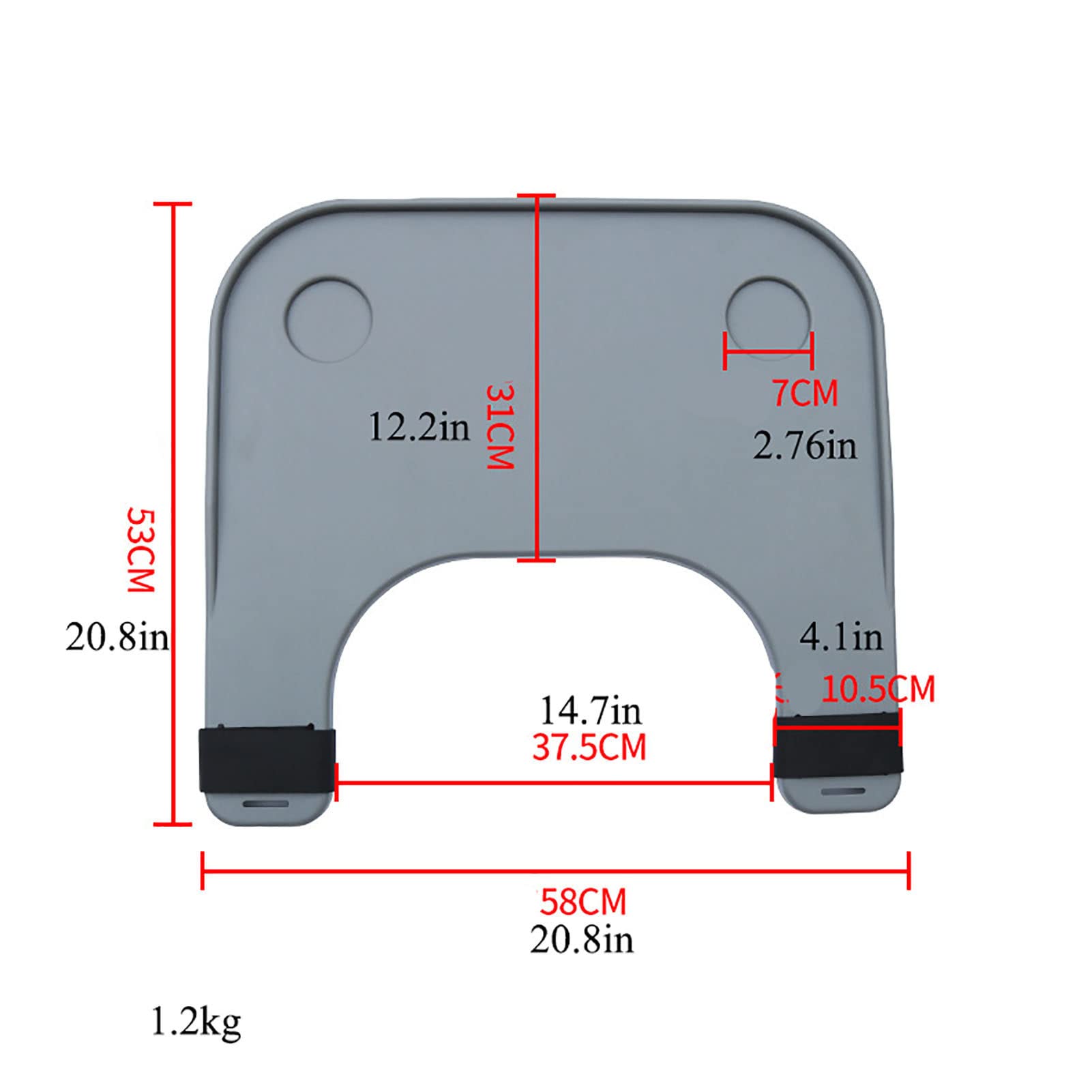 Bandeja para Silla de Ruedas, Bandeja Universal de ABS para Regazo, Mesa de Comedor portátil, Adecuada para Anchos de Asiento de 15,7 a 19,6 Pulgadas, Silla de baño, Sill