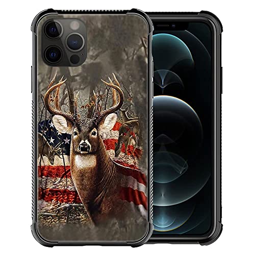 Iphone 12 Mini Case, Hsk American Flag Camo Deer Skull Iphone 12 Mini Cases With 4 Corners Protective Shockproof Soft Tpu Bumper Slim Pattern Design Back Case #TOP25