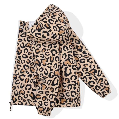 Image of SUNDAY ROSE Girls Windbreaker Jackets Lightweight Water Resistant Coat Outwear with Hooded for Kids