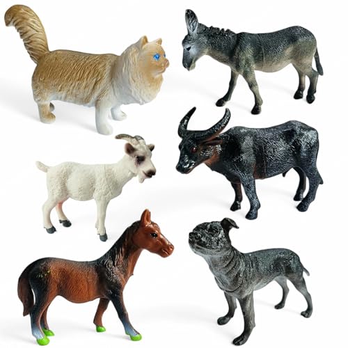 Image of SHAKTISM Farm Animal Toys Set - Realistic Farm Animal Figures for Kids, Educational Playset for Ages 3+ - Durable Plastic Toy Animals for Preschool & Toddler Learning (1205 Mini Farm 6Pc)