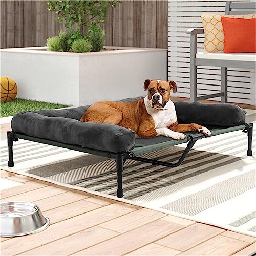 BingoPaw Hundeliege Outdoor Grosse Hunde: Erhöhtes Hundebett Haustierbett Sonnenliege für draussen Camping Garten XXL 130x90x18 cm