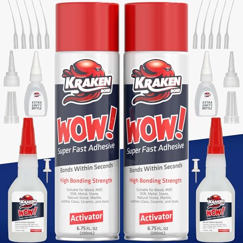 Kraken Bond Wow! CA Glue Set (2x1.75 oz) + Activator Spray (...