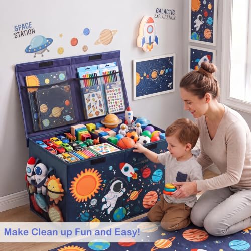 Image of Toy Box with Adjustable Divider Large Toy Chest Storage for Nursery Kidroom