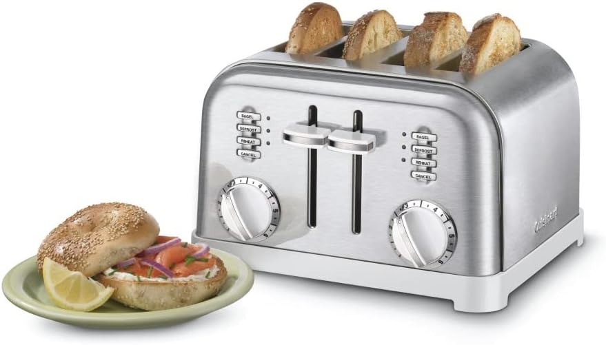 Cuisinart CPT-180WP1 4-Slice Metal Classic Toaster, White/Stainless Steel White 4 Slice-New Toaster