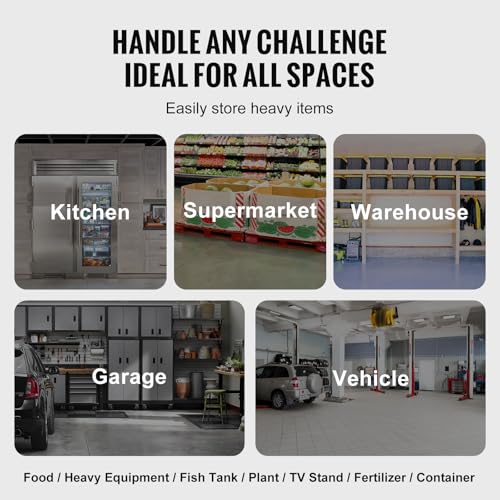 Image of VEVOR Aluminum Dunnage Rack, 48 inch x 20 inch Commercial Food Floor Rack, 8 inch Off the Floor, 1000 lbs Capacity All-Welded Aluminum Storage, for Storage in Restaurants, Kitchens, Garages and Vehicles