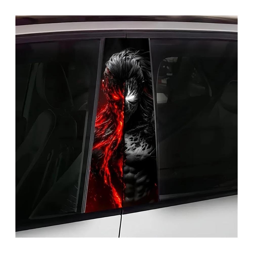 Decorative Items 2pcs Car B-Pillar Decals Vinyl Demon Warrior Pattern Auto Center Pillar Waterproof Sticker