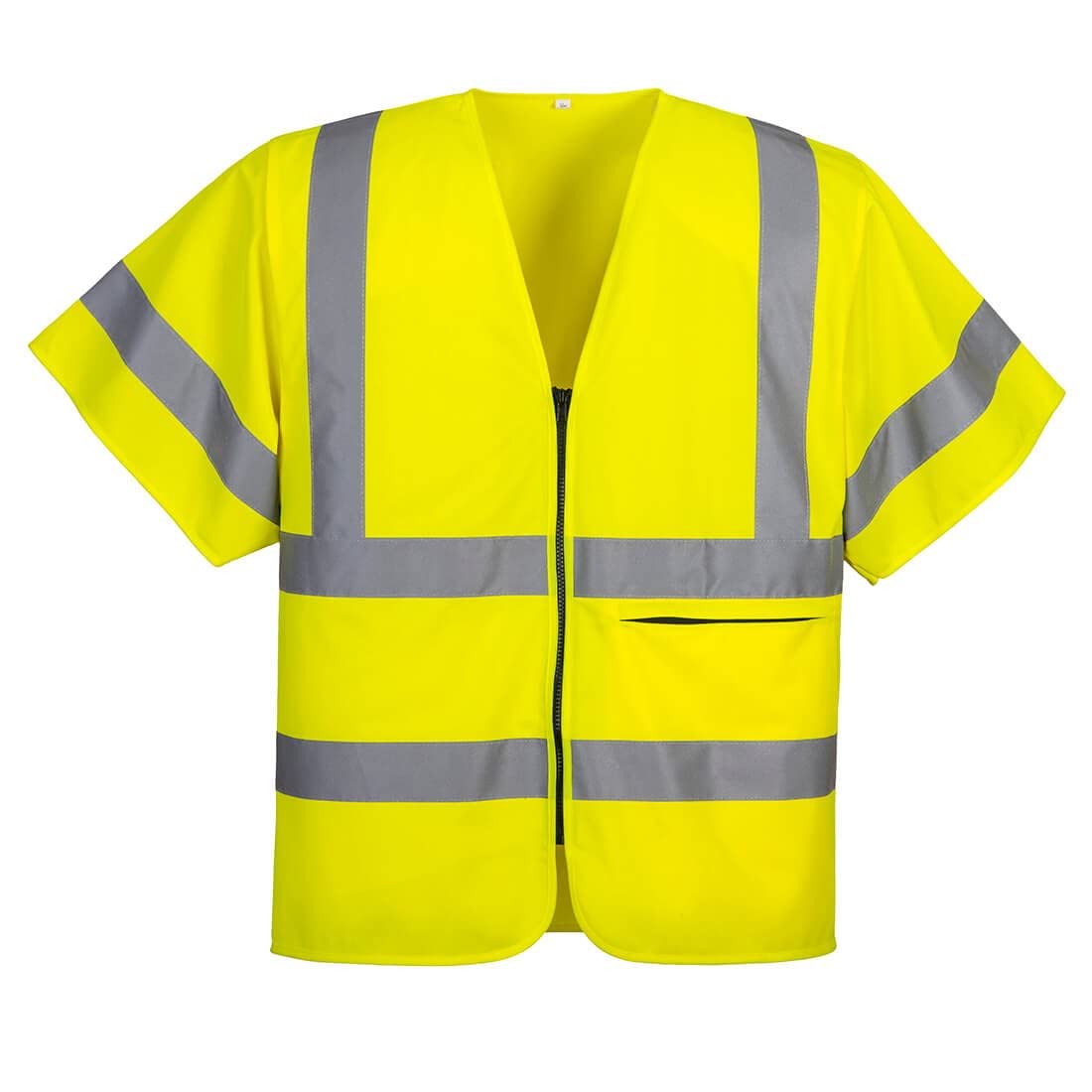 Yellow Hi-Vis Half Sleeve Zip Vest R Large