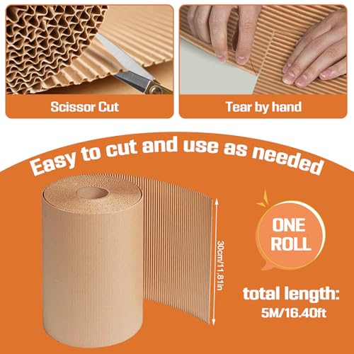 Wellpappe Rolle zum Basteln, 30cm*500cm Dicke Pappe Rolle zum Basteln, Mehrzweck-Kreativkarton, Leicht zu Schneiden, Zu falten, für Malerei, kreatives Modellieren, Büro- und Kurierverpackungen (1)