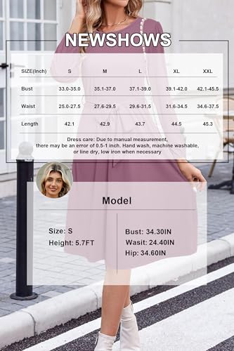 Image of Newshows Womens Long Sleeve Casual Dresses 2025 Business Work Teacher Fall Church Belted A Line Flowy Midi Dress