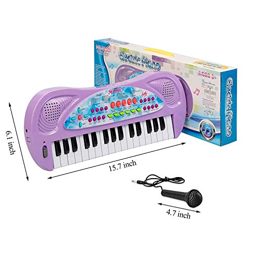 aPerfectLife Kids Keyboard Piano, 32 Keys Multifunction Portable Piano Electronic Keyboard Music Instrument for Kids Early Learning Educational Toy (Purple) - Thumbnail 6