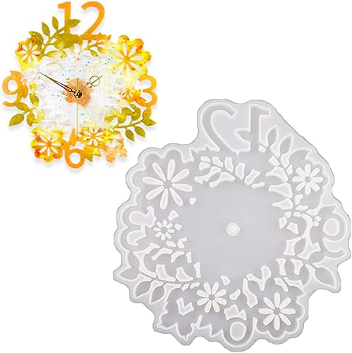 Surakey Moldes de silicona para reloj de flores de resina con accesorios de reloj, reloj de bricolaje, moldes de resina epoxi para manualidades,