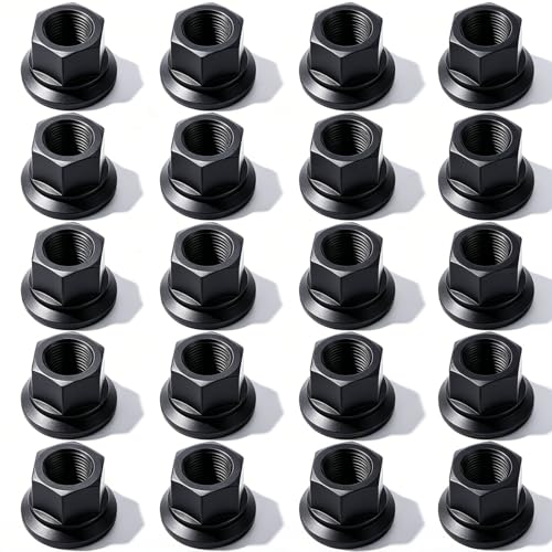 Image of Chumia 20 Pack Wheel Nut M22 x 1.5 Flanged Hub Lug Nuts 32mm Hex 32mm Height Carbon Steel Black Metric Fasteners for Semi Trucks Trailers