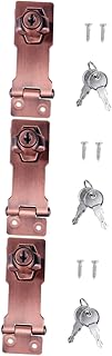 jojofuny 3pcs 3 Door Latch Zinc Keyed Padlocks Door Lock Anti Rust Keyed Hasp Lock Safety Door Lock Hasp Staple Turning Fence Post Brackets Folding Door Lock Cabinet Door Lock File Cabinets