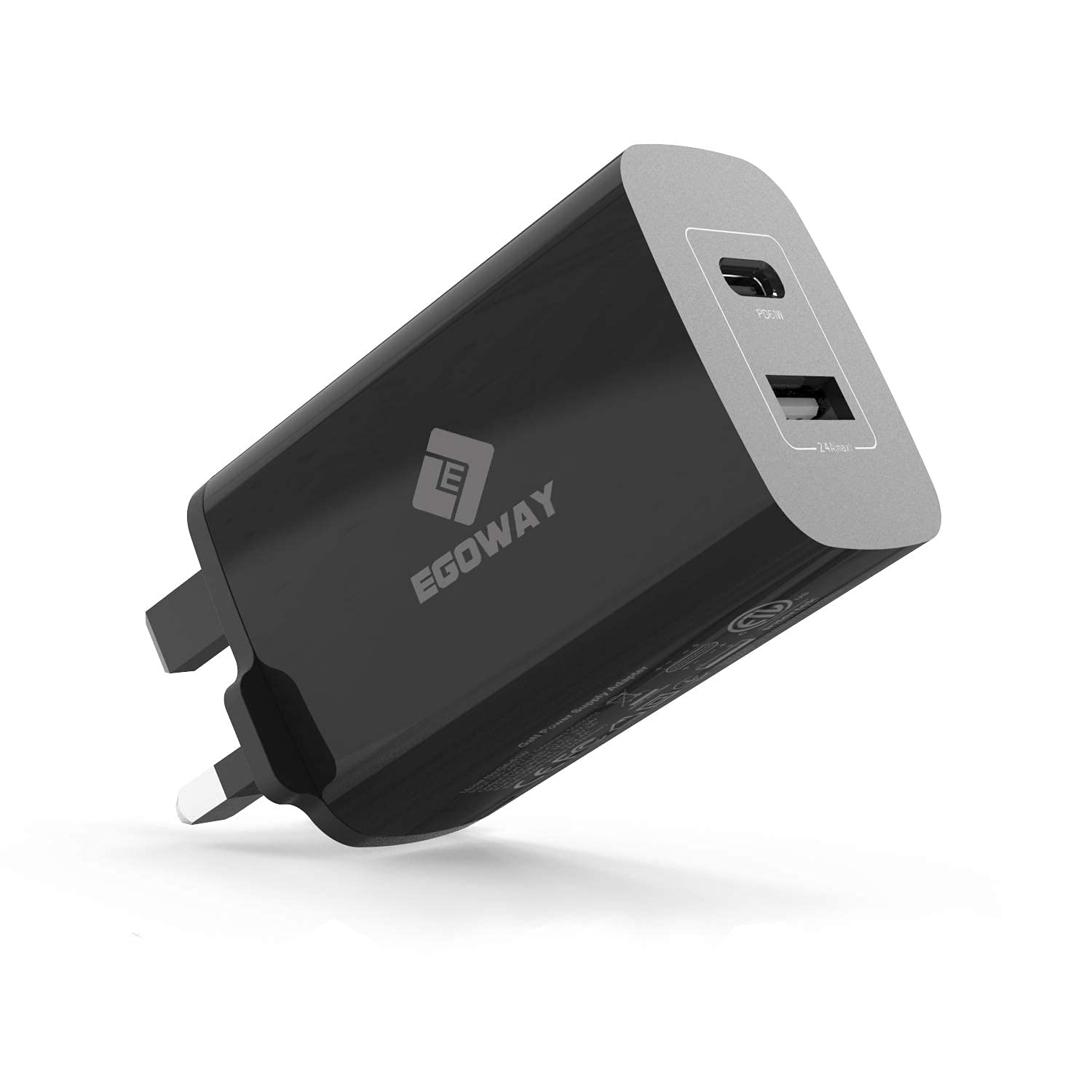 E EGOWAY61W GAN Fast USB C Charger Plug Compatible for iPhone 11 Pro, Galaxy, USB C Laptops and More USB C Devices(BLACK)
