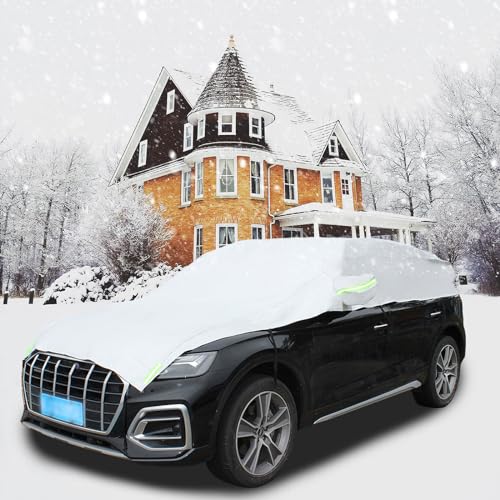 Image of Fits SUV 185 inch-200 inch Half Car Cover Top Waterproof All Weather, Car Covers Outdoor Indoor for All Season Waterproof Dustproof Hail UV Resistant Snowproof Universal