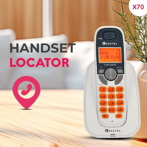 Image of Beetel X70 Expandable Cordless Landline Phone, 2.4GHz Frequency, 2 Way Speaker Phone, Ringer Volume, LED Notification for Ringer and Charging (X70)(White)