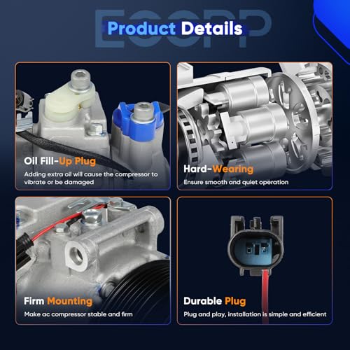 Image of ECCPP AC Compressor with Clutch Fit for Mercedes-Benz C300 3.0L 2008-2009 | Fast Cooling Air Conditioning Compressor