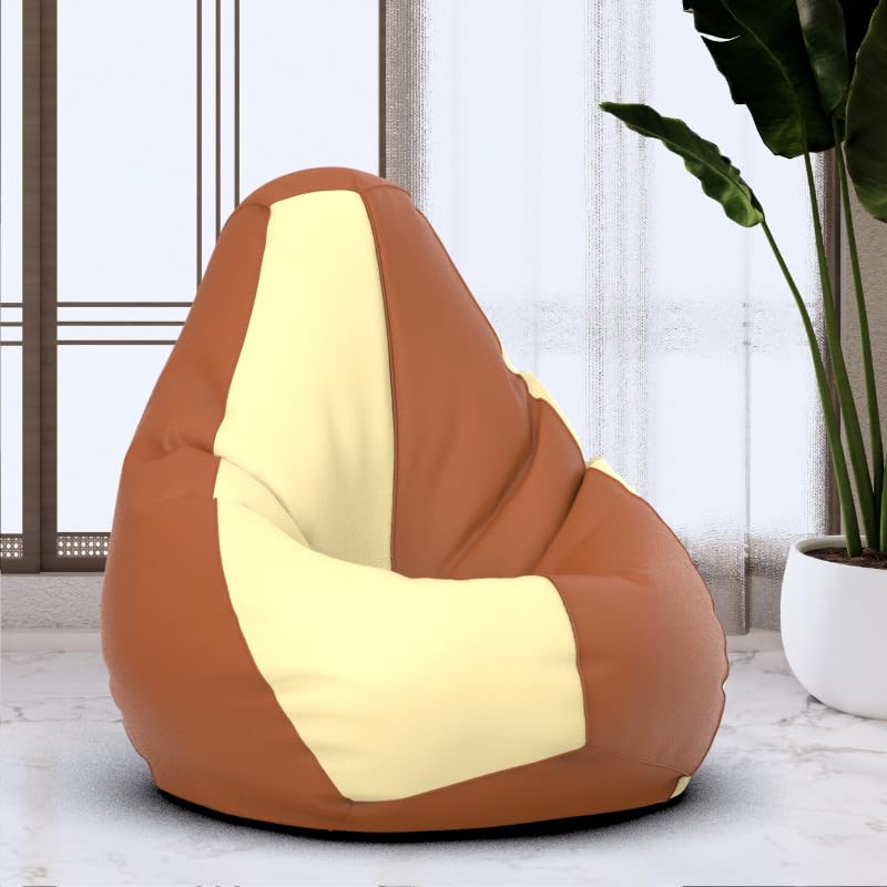 Bean Bag Chair Cover | Size: 1XL | Color: Cream Tan-Brown | Without Beans | Premium Leatherette Cover (CMF 3566)-image-21