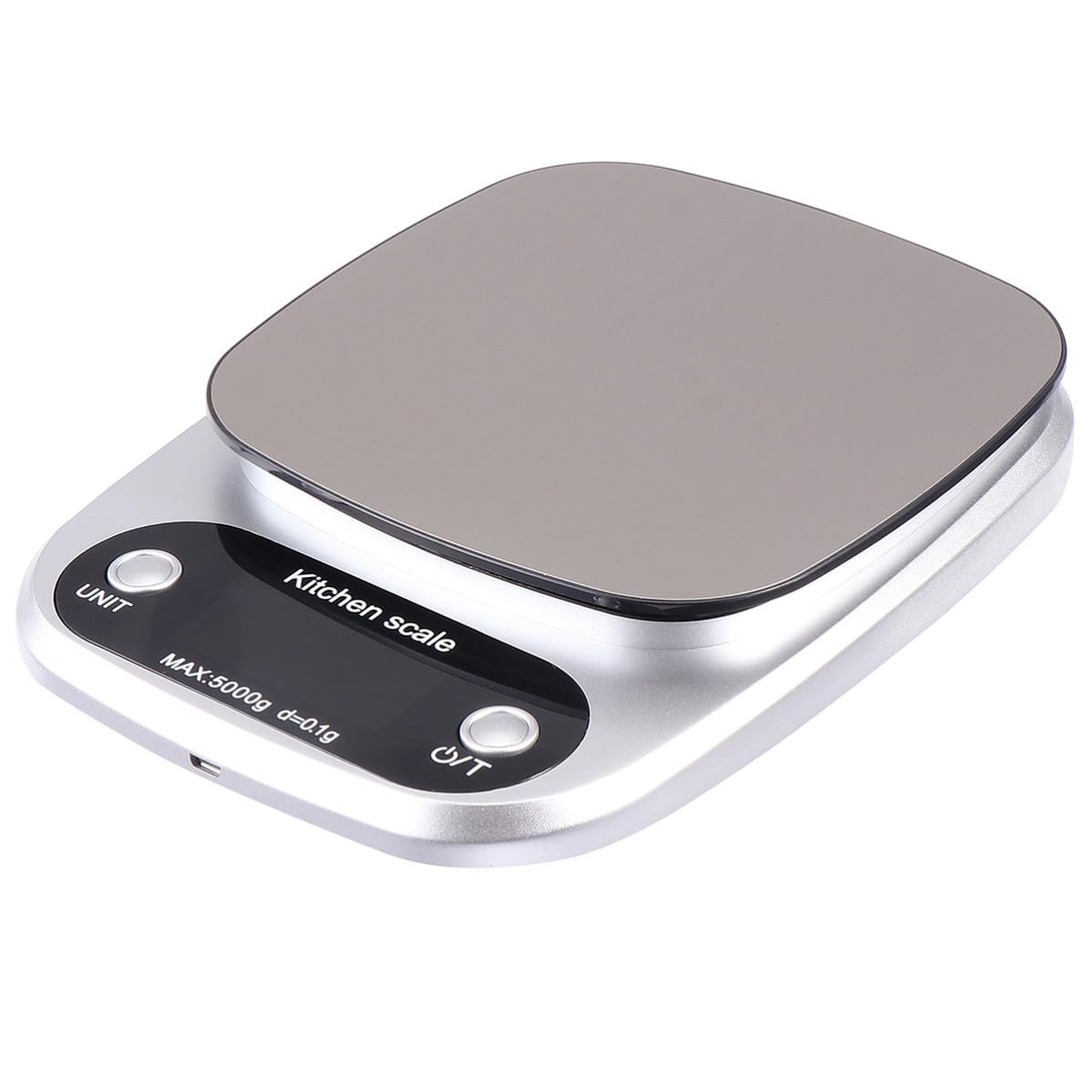 VICASKY Báscula de Cocina Digital Recargable de 5kg Alta Precisión y Sensor Avanzado, Acero Inoxidable Portátil Pantalla Lcd para Uso en Cocina