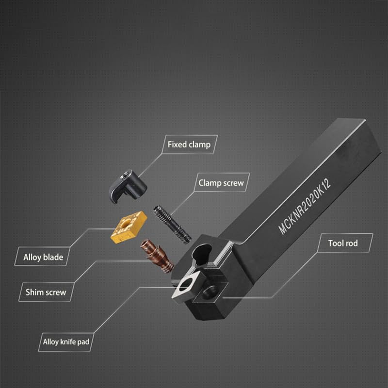 1pc MCKNL2525M12 MCKNL2020K12 MCKNR2525M12 External Turning Tool Holder Carbide Inserts 10pcs CNMG MCKNL/R CNC Lathe Cutting Tools(No Cutter Bar,CNMG120404 TC9130)