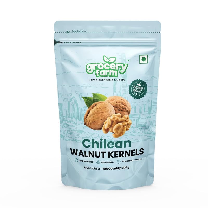 Grocery Farms Chilean Walnut Kernels: Wholesome Nutritional Powerhouse | Rich in Calcium, Iron, and Dietary Fibers | Heart-Healthy and Metabolism-Boosting Goodness | Pack of 1-200gm (B0BYP8NQJY) Amazon Price History, Amazon Price Tracker
