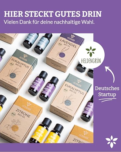 Heldengrün® BIO Lavendelöl [100% NATURREIN] Lavandula angustifolia - Echtes Lavendelöl: floral, frisch & voller Seele - Aromatherapie Lavendel - Ätherisches Öl