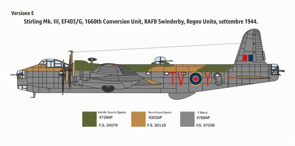 Italeri 1462 Stirling MK. III, Scala 1:72, Plastic Model Kit, Modello in Plastica da Montare, Modellismo