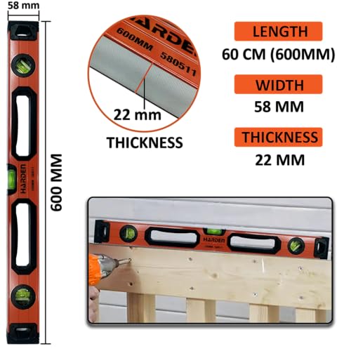 Image of Harden 600mm Aluminum Level with Rotating Vial Professional Series - 580511