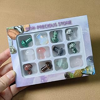 Crystal Mushroom Sculpture 9PCS Natural Crystals and Gemstone Healing Set Mini Quartz Crafts Mushroom Shape Crystals for Home Garden Meditation Lawn Flower Pot Decor Ornament