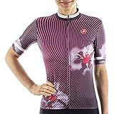 verdeckter Reißverschluss CASTELLI Damen Primavera Jersey T-Shirt, Bordeaux, Medium