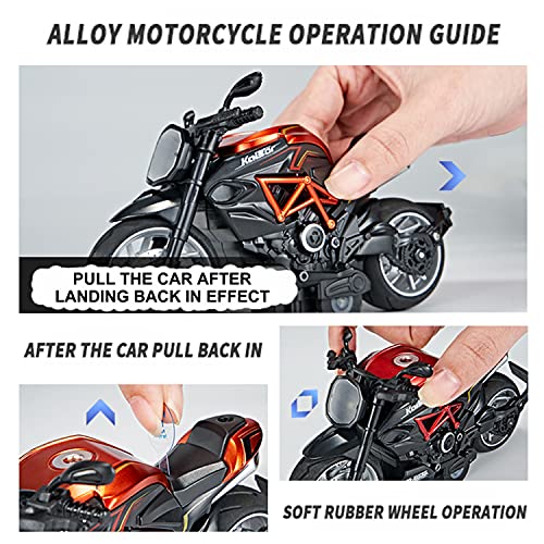 Gilumza Pull Back Motorcycle Toys, Pullback Gift with Music Light, Classic Retro Motorcycles Toy for Boys Kids Age Over 3 4 5 6 7 8 Year Old (Orange) - Image 6