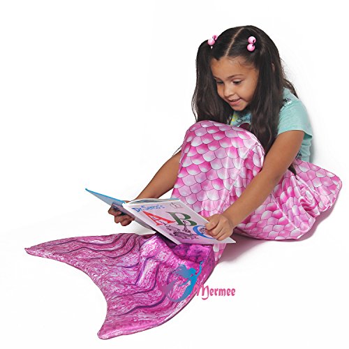 MERMEE - Girl's (3-12 years old) Pink Mermaid Tail Blanket - Super Soft