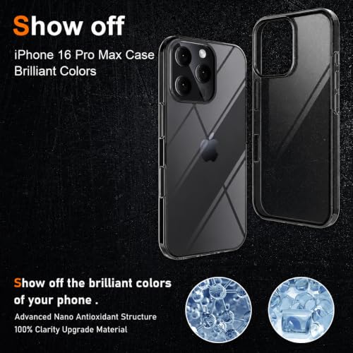 Image of VONZEE Anti Scratch Semi Translucent Cover for iPhone 16 Pro Max Case, Premium PC + TPU Phone Cases Drop Proof, Slim Anti Yellowing Never Yellowing Shockproof
