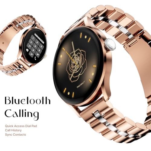 Image of Fire-Boltt Glitz Women Smart Watch with 1.19 inch AMOLED Display, Bluetooth Calling, Rotating Crown, Always On Display, 1000 Nits Brightness, IP68 Waterproof Blush Rose Gold