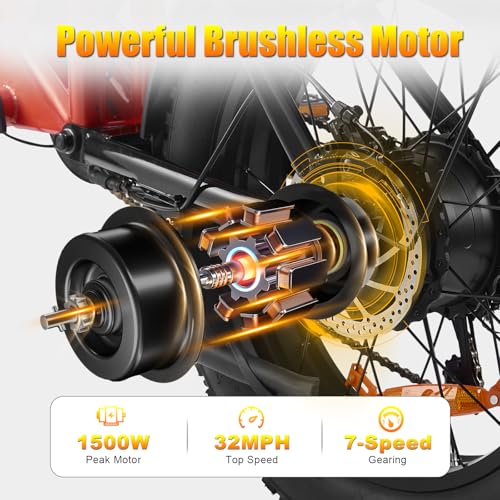 HAPPYRUN 1500W Electric Bike for Adults, 48V 18Ah Removable