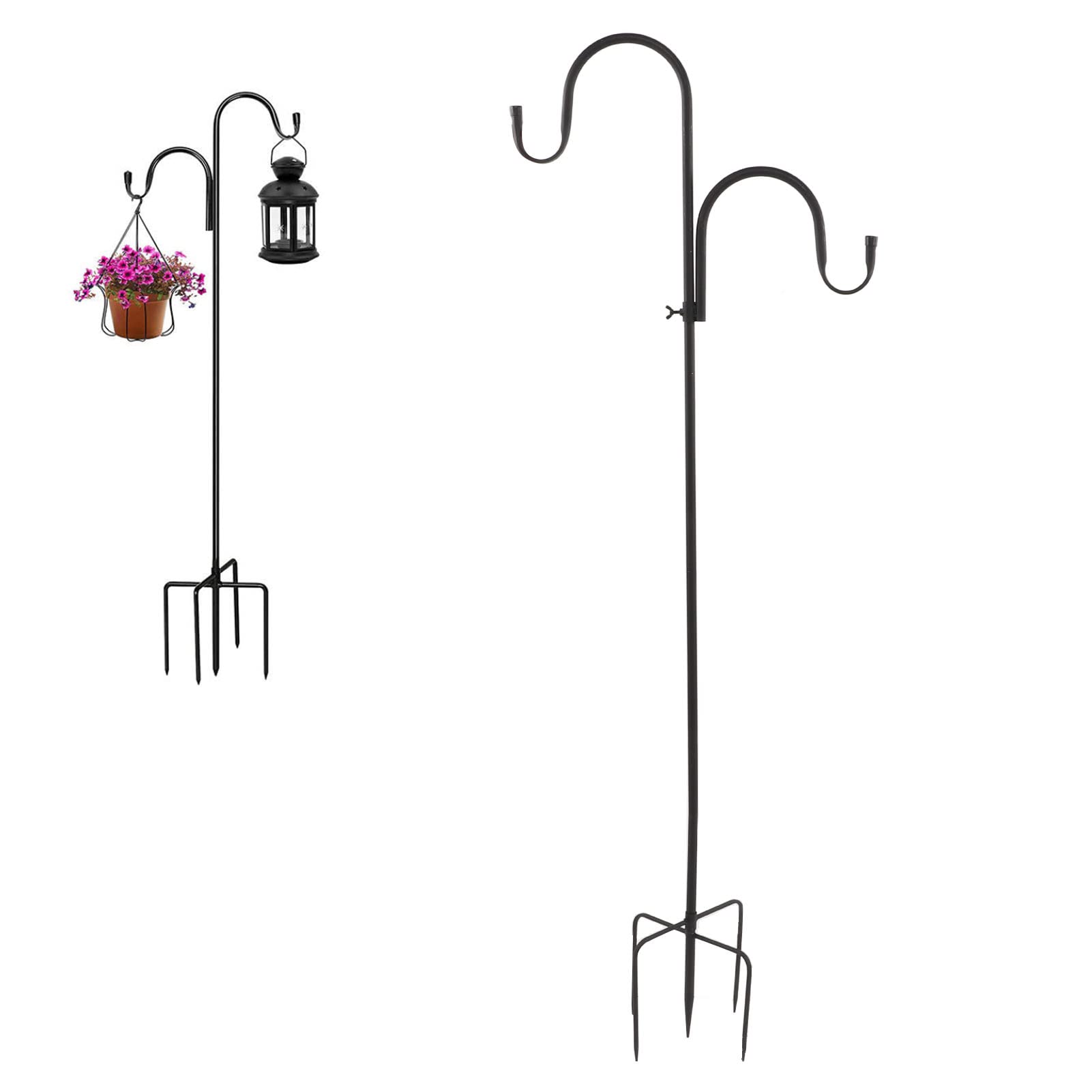 Omabeta Gancio da Pastore Elegante Mangiatoia per Uccelli in Ferro, Appendiabiti Multiuso per Decorazioni da Giardino 63 Pollici con 2 Ganci