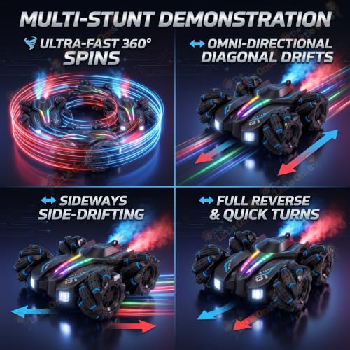 Image of The Little Ones RC Car - RC 4x4 Wheel Drive High-Speed Double Sided 2.4GHz Remote Watch Control Smoke Drift Stunt Off Road Cars 360 Rotation Toys for Kids & Adults Boys & Girls [GestureX Smart Car]