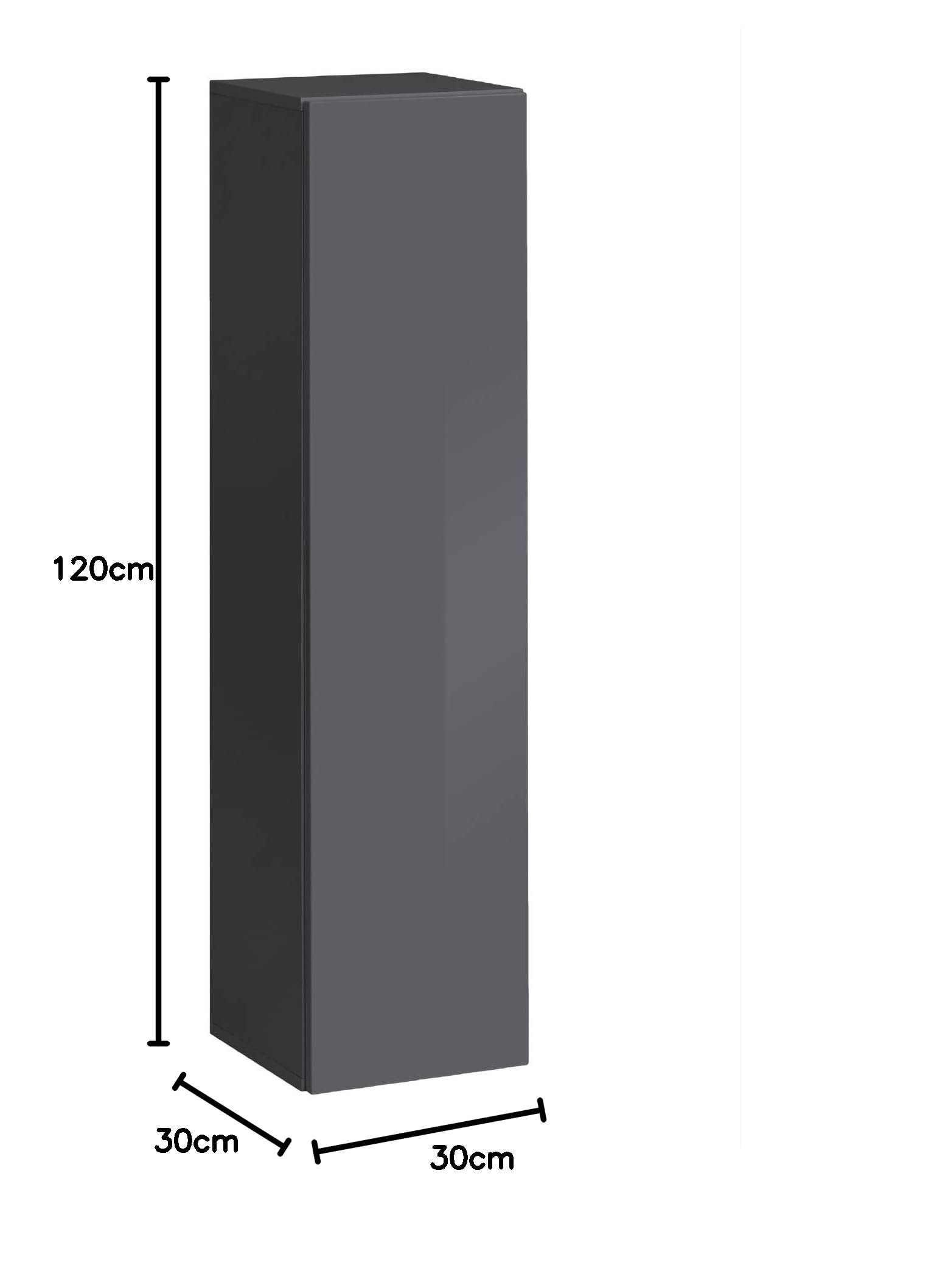 ASM Vitrina Vertical – Switch SW 2 – 30 cm x 30 cm x 120 cm – Grafito