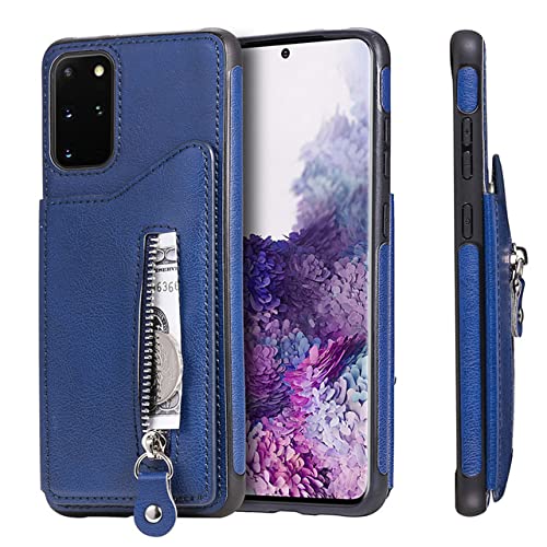 Étui portefeuille en relief bleu compatible Samsung S20 Plus S21 Ultra S10